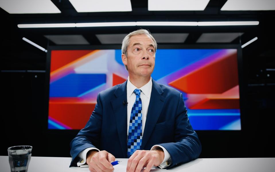 Nigel Farage presenting GB News