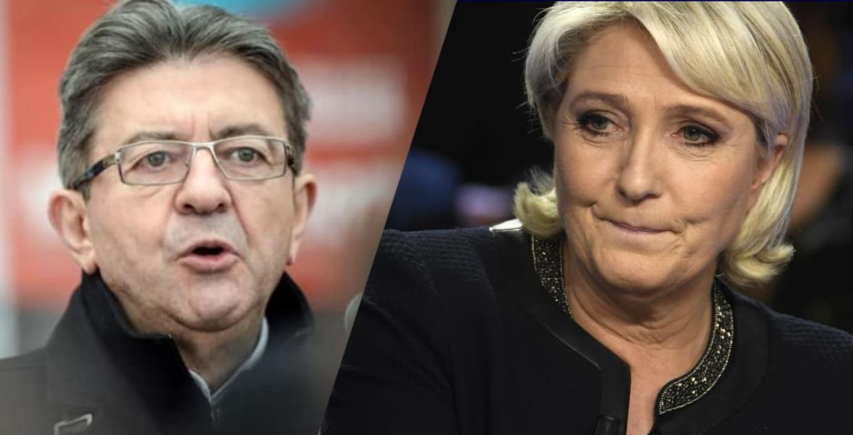 Jean-Luc Mélenchon et Marine Le Pen. - BFMTV - AFP