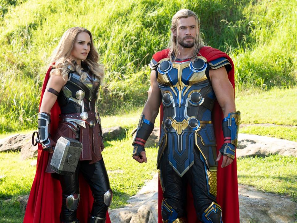 Natalie Portman and Chris Hemsworth in ‘Thor: Love and Thunder' (AP)