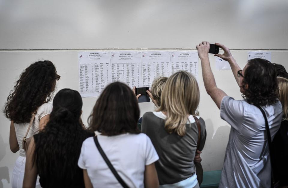 Des étudiants devant les résultats du bac. (photo d'illustration) - STEPHANE DE SAKUTIN / AFP