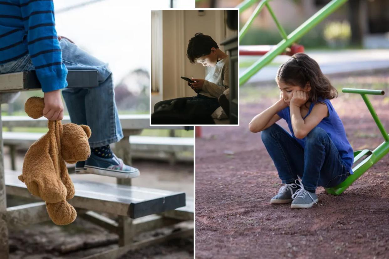 kids all sitting alone looking sad 