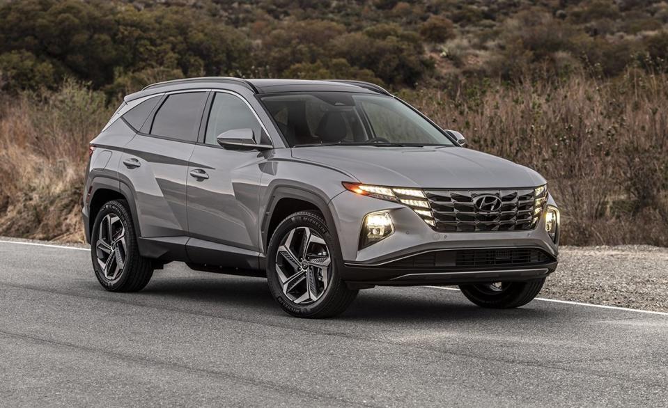 <p>Along with a standard gas powertrain, the latest Tucson is also available with <a href="https://www.caranddriver.com/reviews/a38591574/2022-hyundai-tucson-hybrid-by-the-numbers/" rel="nofollow noopener" target="_blank" data-ylk="slk:gasoline-electric hybrid;elm:context_link;itc:0;sec:content-canvas" class="link ">gasoline-electric hybrid</a> and plug-in hybrid powertrain options. Lesser gas models rely on a coarse 187-hp 2.5-liter I-4 for motivation. It mates to an eight-speed automatic gearbox, which shoots power to the front wheels. All-wheel drive, however, is optional. The hybrid setup, meanwhile, makes 221 horses, while the plug-in nets 261 and offers up to 33 miles of electric-only driving, per the EPA. Both come standard with all-wheel drive. </p><ul><li>Base price: $27,745</li><li>Max. EPA fuel economy (combined/city/highway): 38/38/38 mpg</li><li>All-wheel drive: Available</li></ul><p><a class="link " href="https://www.caranddriver.com/hyundai/tucson" rel="nofollow noopener" target="_blank" data-ylk="slk:MORE ABOUT THE HYUNDAI TUCSON;elm:context_link;itc:0;sec:content-canvas">MORE ABOUT THE HYUNDAI TUCSON</a></p>