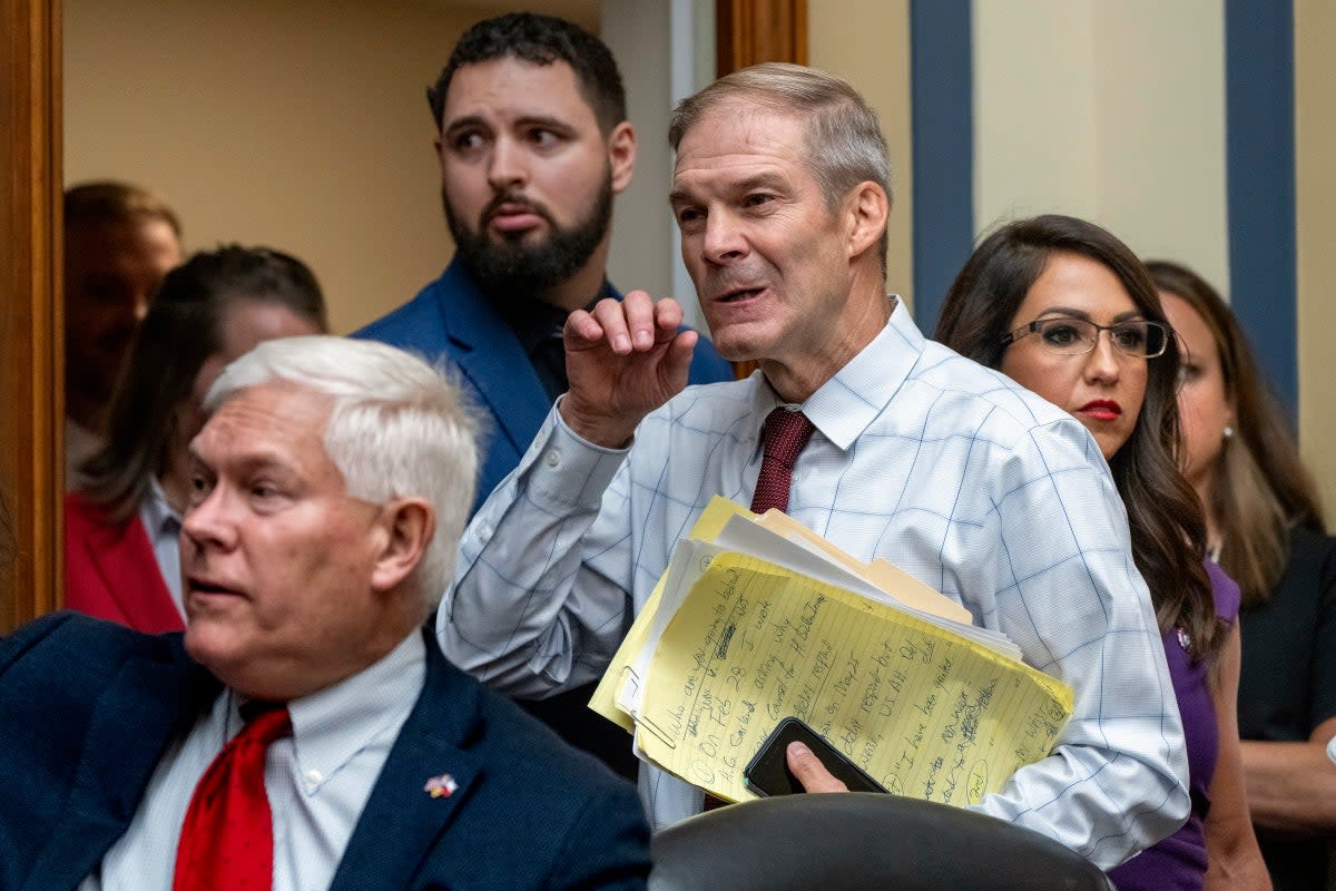 Jim Jordan at the hearing (Copyright 2023 The Associated Press. All rights reserved.)