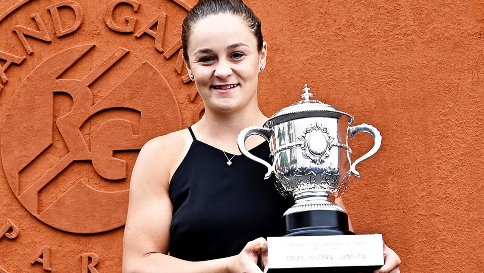 Ash Barty, pictured here with her French Open trophy in 2019.