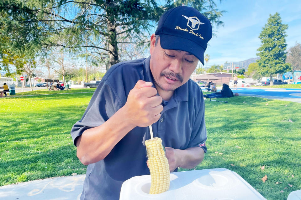 street vendor mexican street corn food treat snack (Edwin Flores / NBC News)