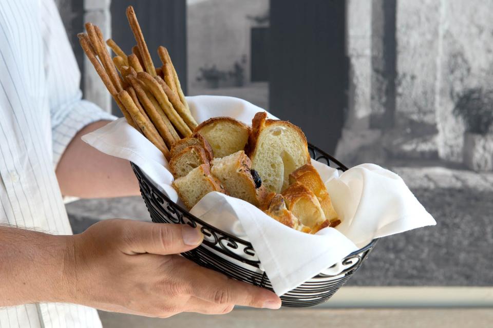 A bread basket is served at La Masseria, an upscale Italian restaurant on PGA Boulevard in Palm Beach Gardens.