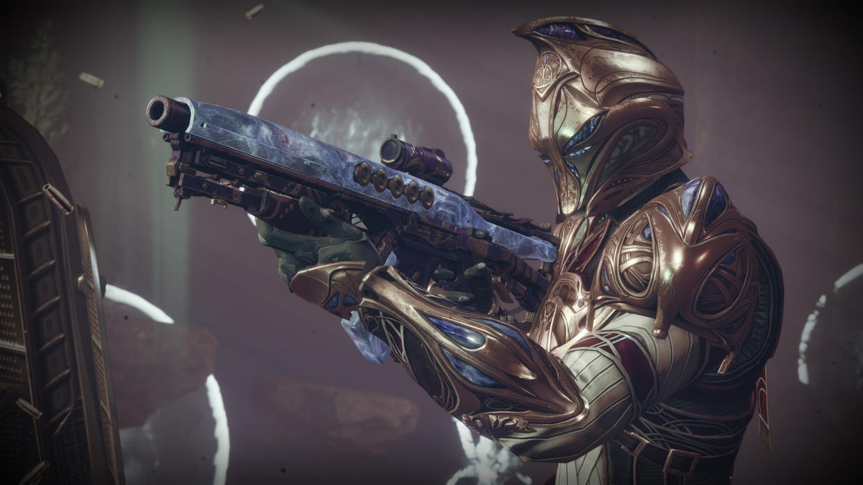  Destiny 2 Season of Defiance Titan hold Perpetualis auto rifle in battleground mission 