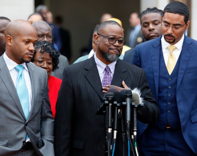 Anthony Scott, Walter Scott's brother, speaks during a press conference in front of the Charleston County Courthouse after a mistrial was declared in the trial of former patrolman Michael Slager, who was charged with murder. (Photo: AP Photo/Mic Smith)