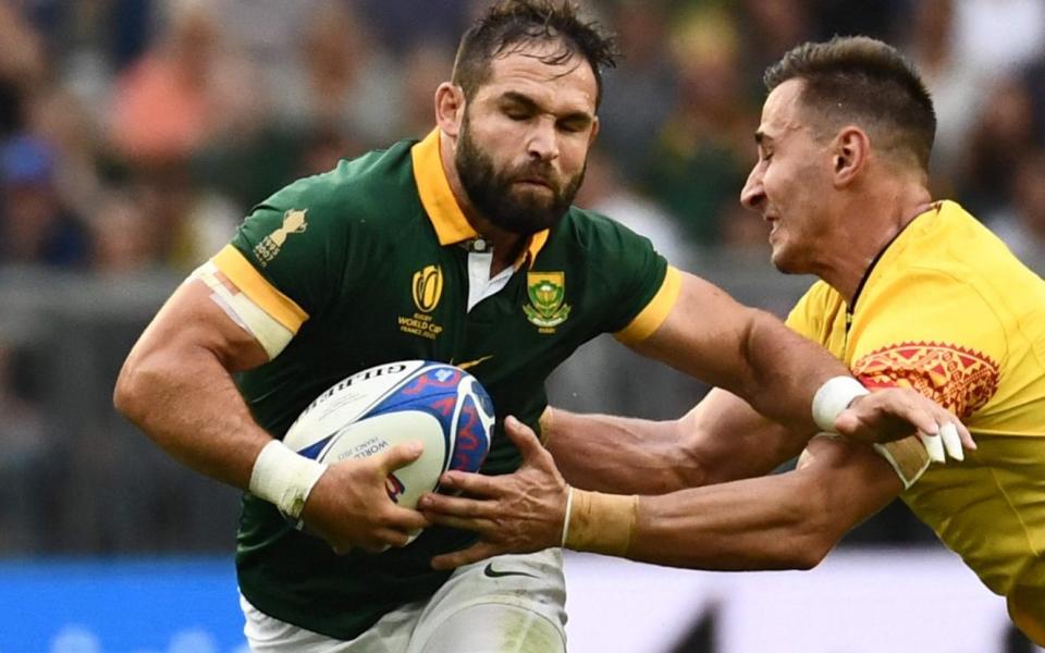 Cobus Reinach runs to score South Africa's third try