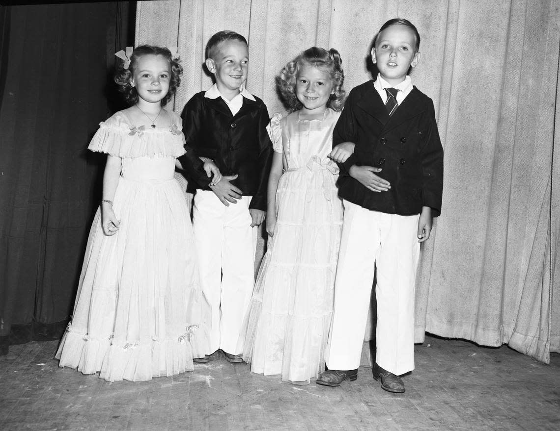 May 3, 1946: From left, first-graders Lyndhan Shivers and Darrell Bentley, and second-graders Peggy Dougherty and George Lindsey Gaston. The children were named princes and princesses at the Keller School May Fete. Fort Worth Star-Telegram archive/UT Arlington Special Collections