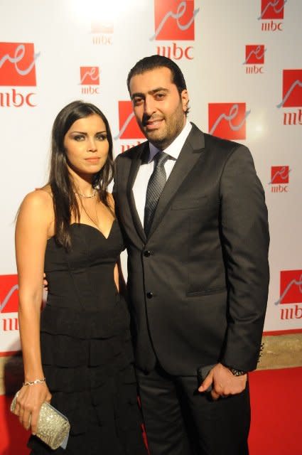 Syrian actor Bassem Yakhour and his wife.