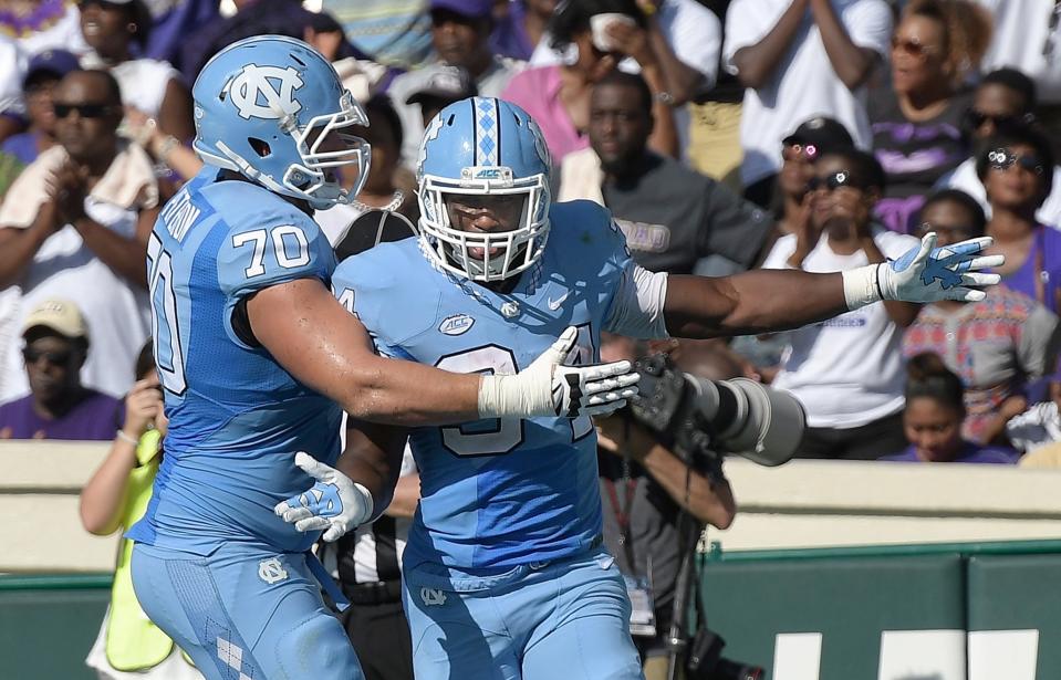 Caleb Peterson (L) had started 30-straight games for North Carolina. (Getty)