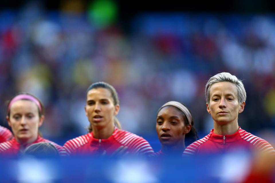 The USWNT has filed a motion in its equal pay lawsuit asking the judge to forgo a trial and award the players $67 million in back pay. U.S. Soccer, on the other hand, has asked for the case to be dismissed. (Photo by Maddie Meyer - FIFA/FIFA via Getty Images)
