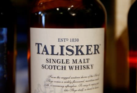 FILE PHOTO: A bottle of single malt scotch whisky Talisker is pictured in a shop near Lausanne