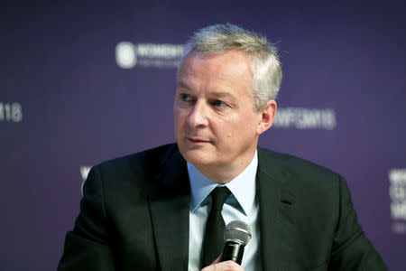 FILE PHOTO: French Economy Minister Bruno Le Maire attends the 2018 Women's Forum Global Meeting in Paris, France, November 15, 2018. REUTERS/Benoit Tessier