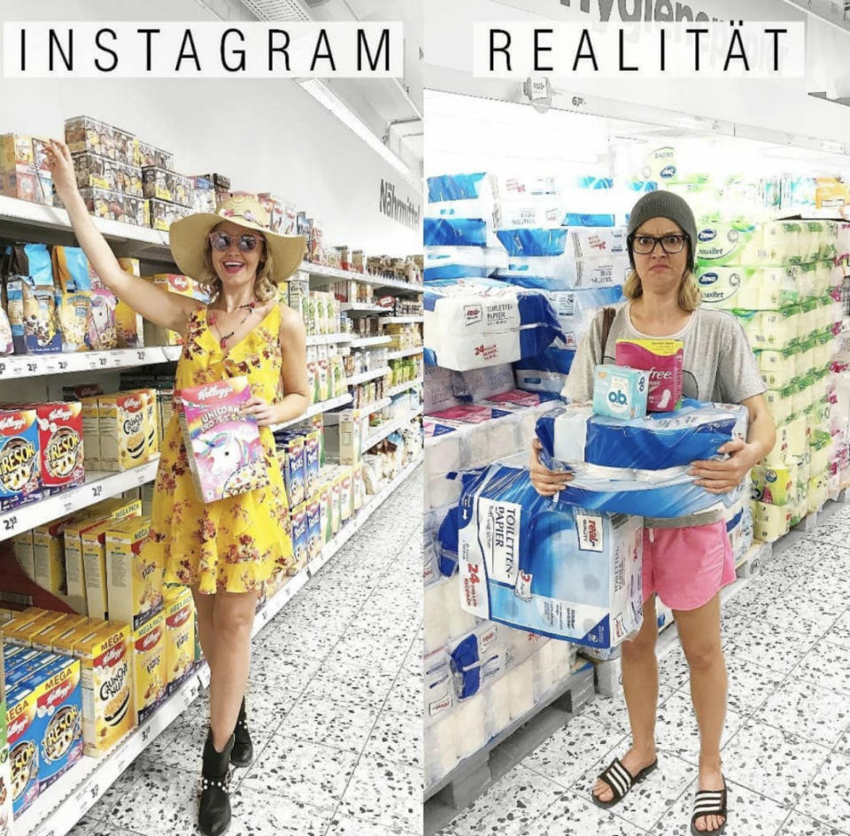 <p>Cuando vas a la compra en Instagram y cuando tú vas al supermercado. LOL! (Foto: Instagram / <a rel="nofollow noopener" href="https://www.instagram.com/geraldinewest_/" target="_blank" data-ylk="slk:@geraldinewest_;elm:context_link;itc:0;sec:content-canvas" class="link ">@geraldinewest_</a>). </p>