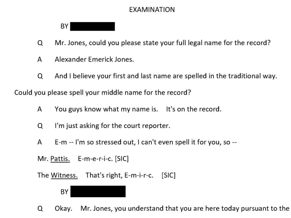 A portion of Alex Jones' testimony to the January 6 committee.