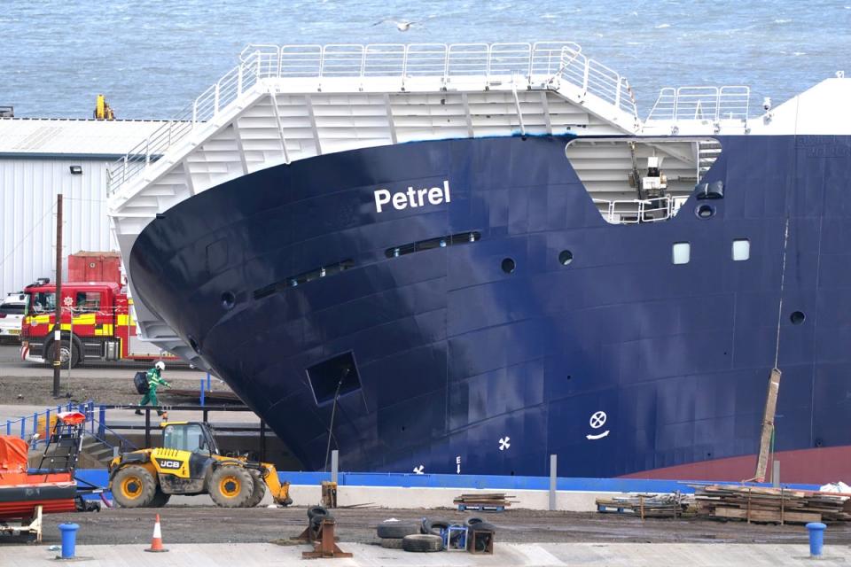 A huge ship has blown over in high winds in Leith (PA)