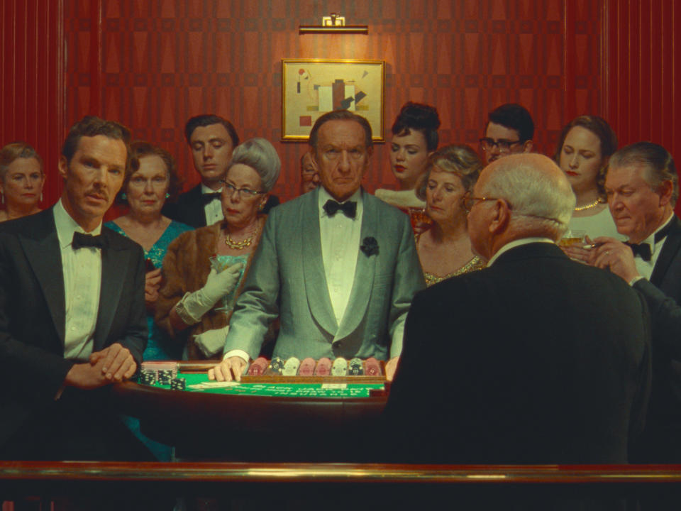 Benedict Cumberbatch as Henry Sugar and Sir Ben Kingsley as the croupier in The Wonderful Story of Henry Sugar. (Netflix)