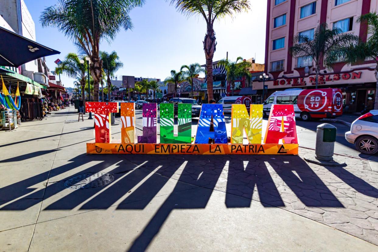 Tijuana is a city rich in culture and history, but its past has contributed to its safety level negatively. Pictured: Tijuana city sign in tourism area