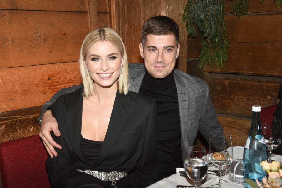 28 November 2019, Austria, Going: Lena Gercke, model and entrepreneur, smiles with her partner Dustin SchÃ¶ne at her Christmas party at the Wellnesshotel Stanglwirt. Photo: Ursula DÃ¼ren/dpa (Photo by Ursula DÃ¼ren/picture alliance via Getty Images)