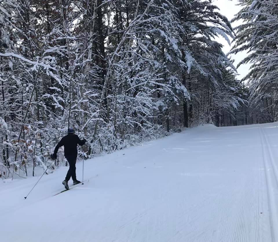 Gliding through a fairy-tale landscape at the cross-country ski area Nine Mile County Forest Recreation Area in Rib Mountain.