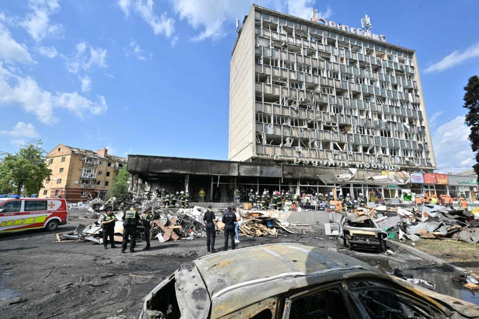 At least 20 people were killed by a Russian airstrike in Vinnytsia on Thursday (AFP via Getty Images)