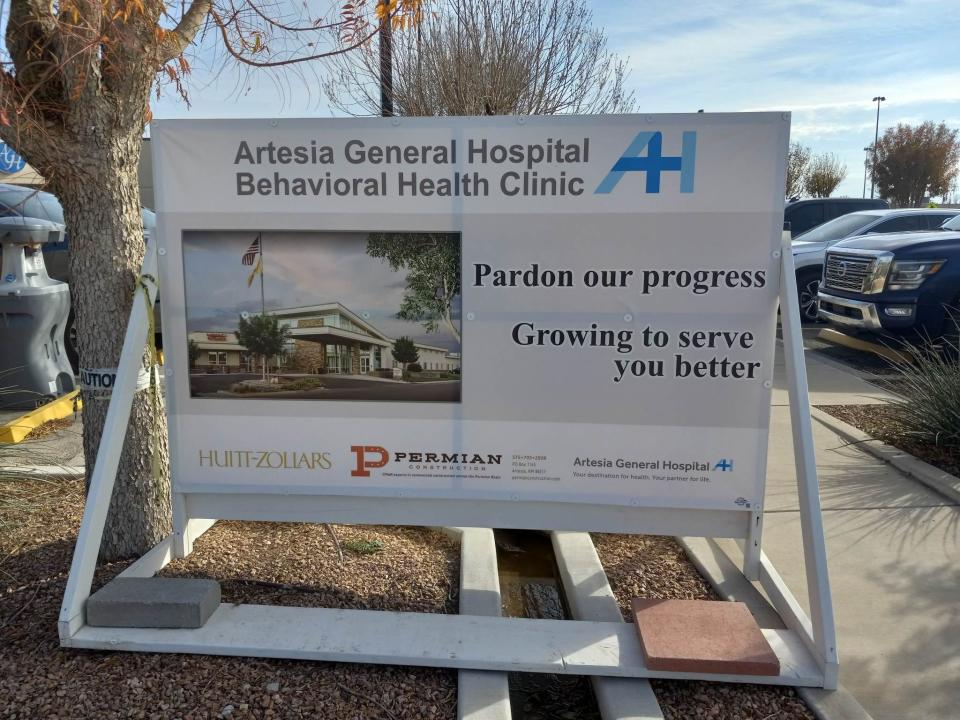 A sign outside Artesia General Hospital indicates remodeling making way for a new behavioral health clinic on Dec. 6, 2022.