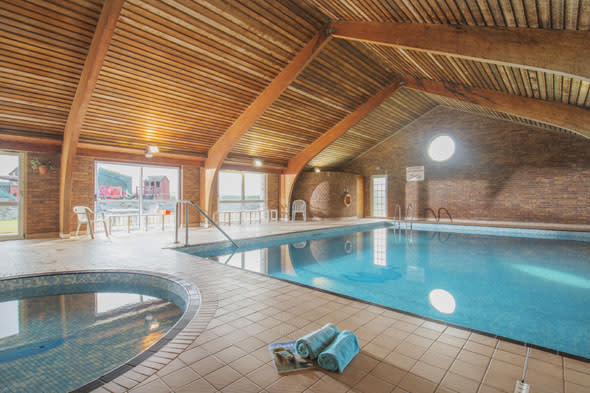 The indoor swimming pool at 500-acre farm The Olde House in Chapel Amble, North Cornwall. Families can stay in a wide selection of holiday cottages on site.