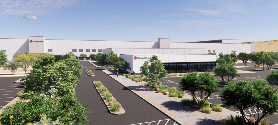 An artist's rendering shows some of the buildings planned at LG Energy Solution's battery manufacturing plant in Queen Creek.