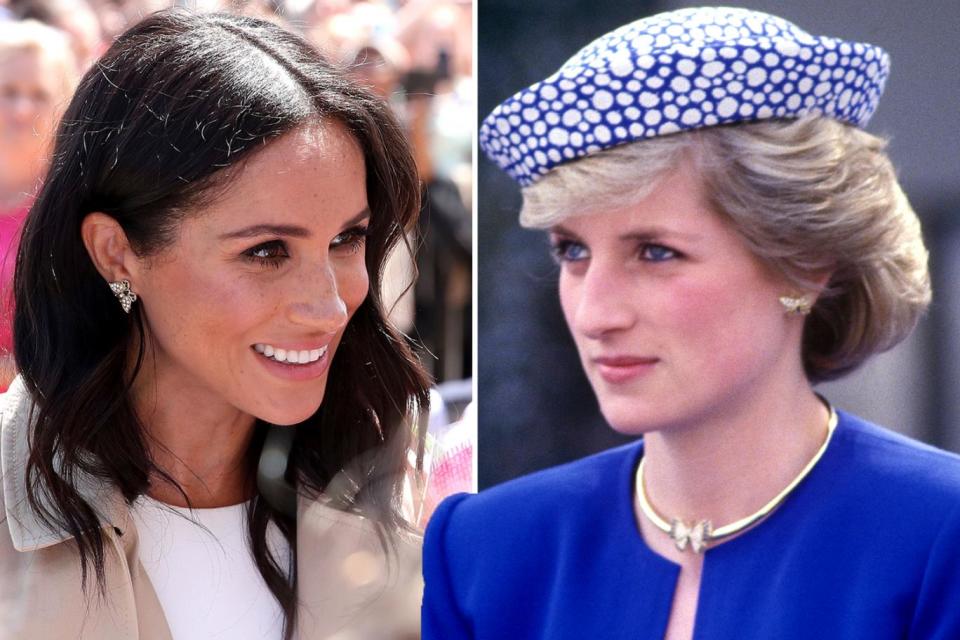 Meghan wore butterfly earrings that previously belonged to Princess Diana (Getty Images)