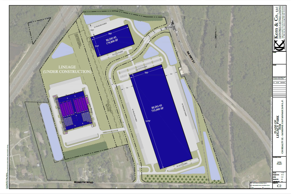 Site plan for warehouses along Hendley Road. The controversial site faced major opposition from residents in the Monteith/Meinhard neighborhoods for years. Sansone Group, the commercial real estate firm, presented plans for the 102 acre site in May.