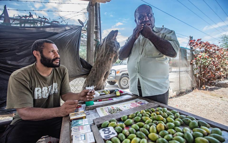 Betel nut vendors in Bougainville, Papua New Guinea