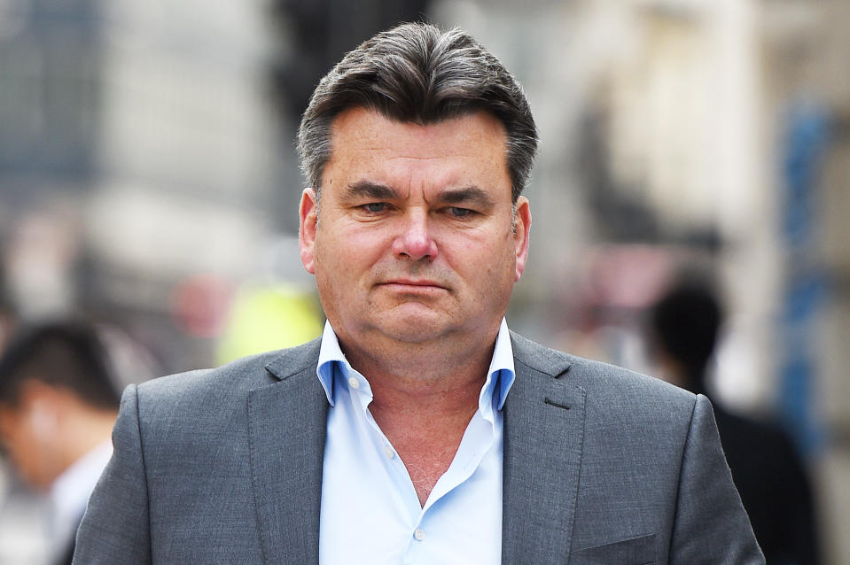 Former BHS owner Dominic Chappell arrives at the City of London Magistrates' Court accused of tax evasion and buying two yachts to launder money. (Photo by Kirsty O'Connor/PA Images via Getty Images)