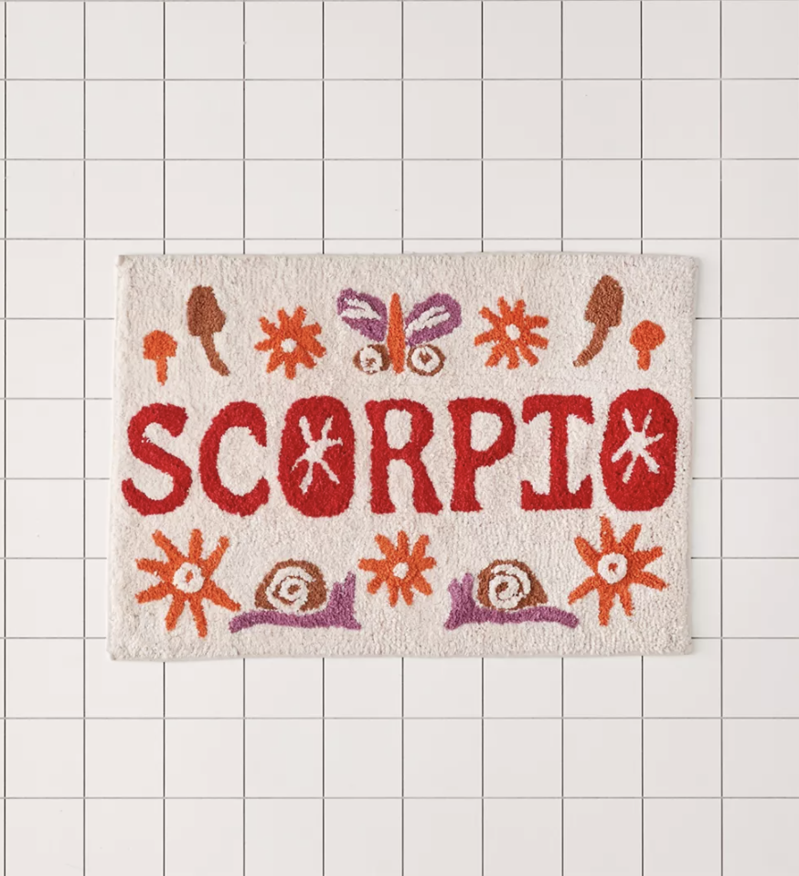 red print scorpio Zodiac Bath Mat 