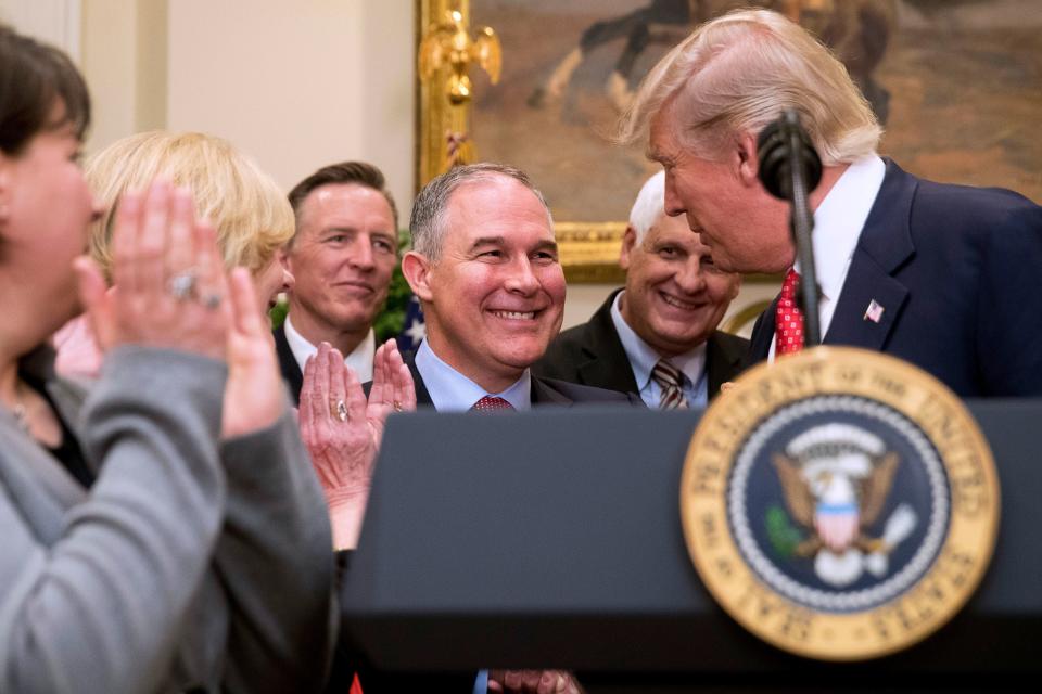 President Donald Trump signed an order in 2017 directing the EPA under Administrator Scott Pruitt to withdraw from the Waters of the United States rule, which expanded the number of waterways protected under the Clean Water Act.