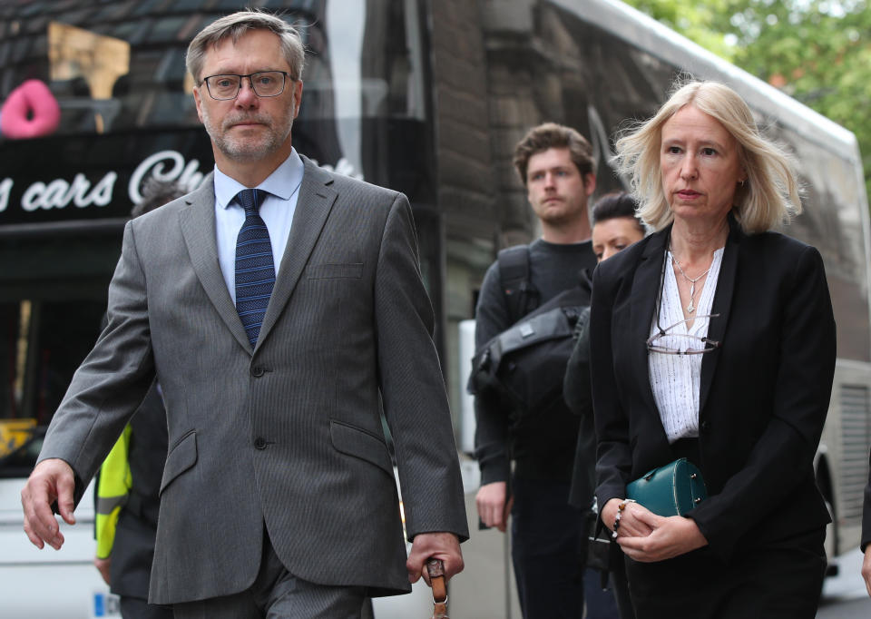 John Letts and Sally Lane, the parents of Jack Letts, dubbed Jihadi Jack, arrive at the Old Bailey, London. The couple are charged with three counts of funding terrorism for sending money to their Muslim convert son after he joined Islamic State. (Photo by Yui Mok/PA Images via Getty Images)