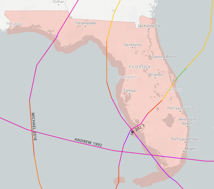 Category 5 hurricanes that have hit Florida between 1842 and 2022.