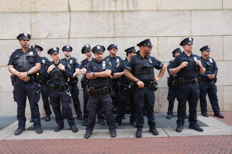 A group of NYPD officers gathered at Columbia. James Keivom