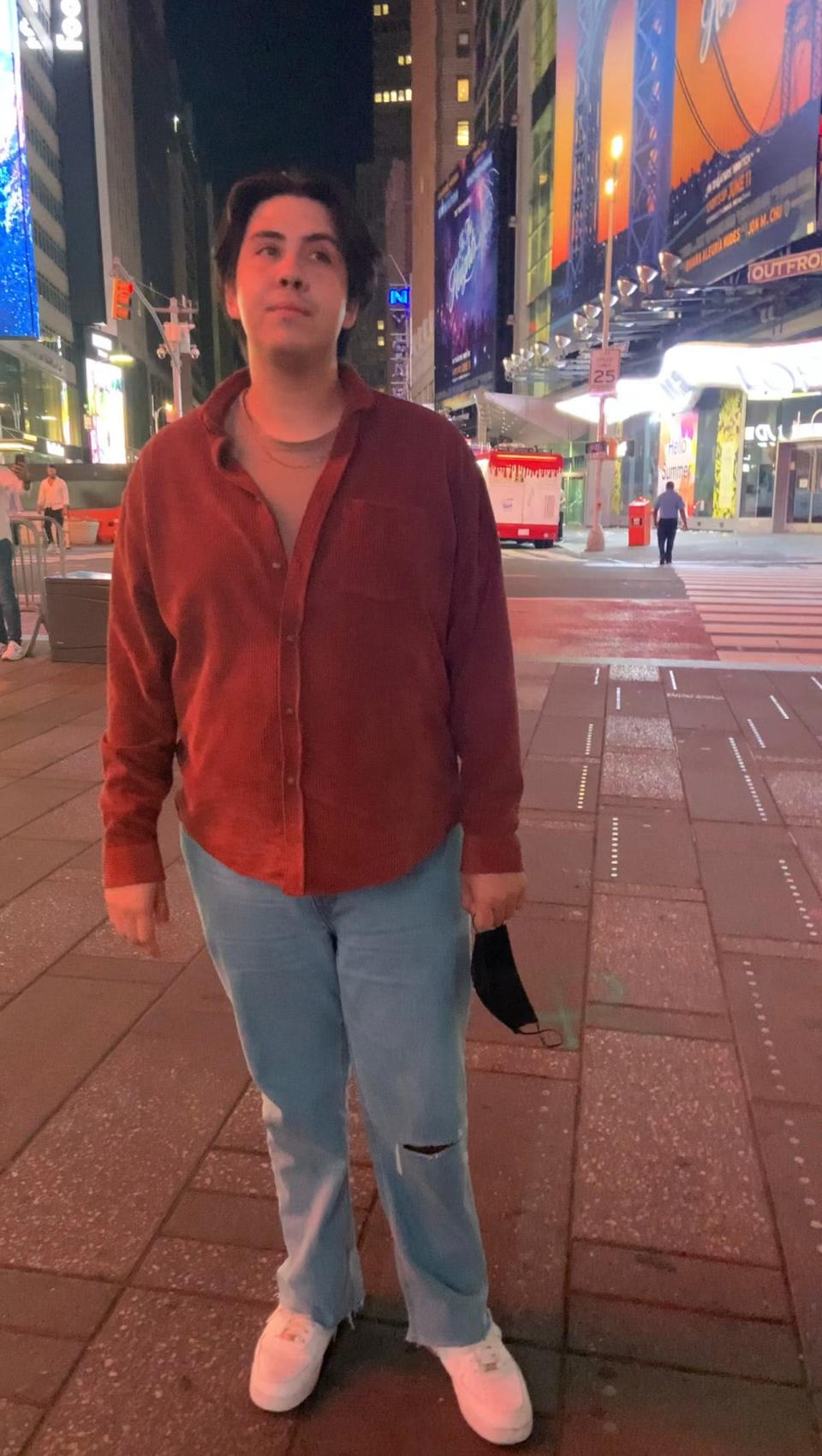 Benji Xavier standing on a city street when he was heavier.