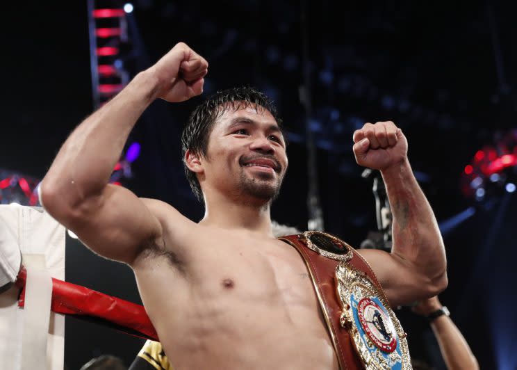 Manny Pacquiao returned to the ring with an easy win over Jessie Vargas on Saturday. (AP)