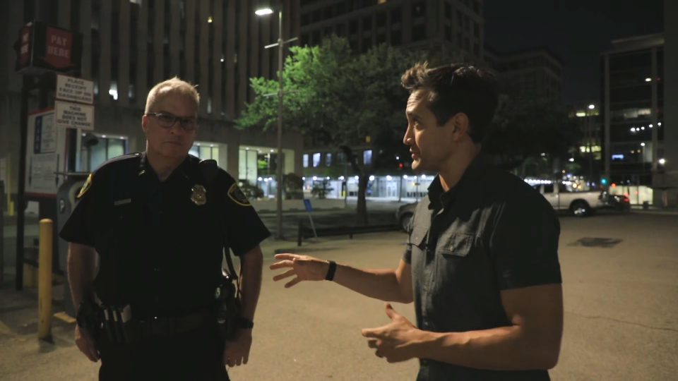 Gadi Schwartz during his Houston police ride-a-long. - Credit: NBC News