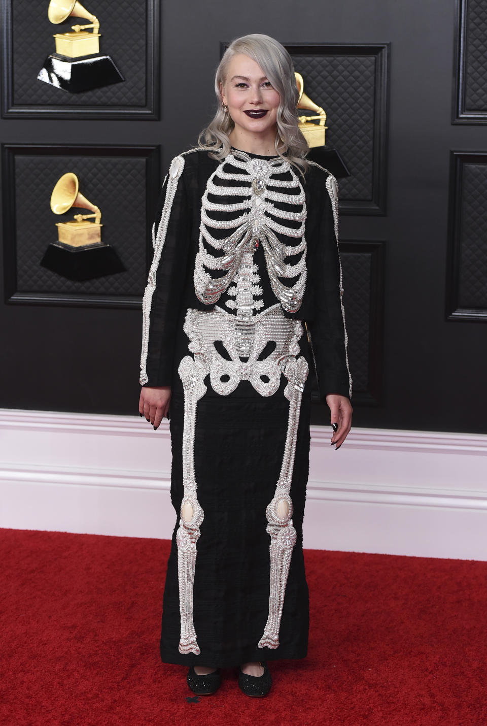 Phoebe Bridgers arrives at the 63rd annual Grammy Awards at the Los Angeles Convention Center on Sunday, March 14, 2021. (Photo by Jordan Strauss/Invision/AP)