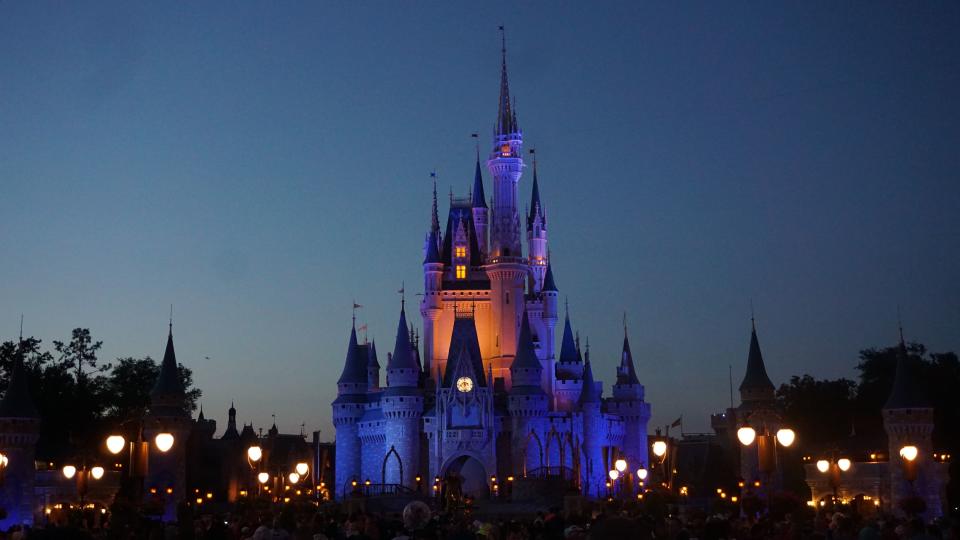 Disney castle at night