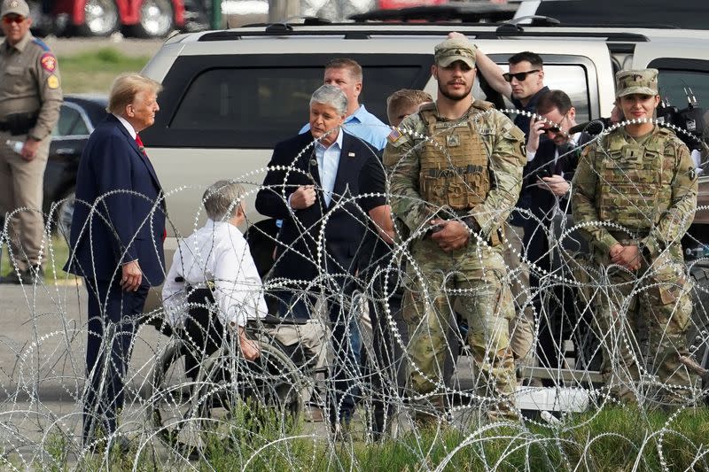 FILE PHOTO: Republican presidential candidate and former U.S. President Trump visits the U.S.-Mexico border at Eagle Pass