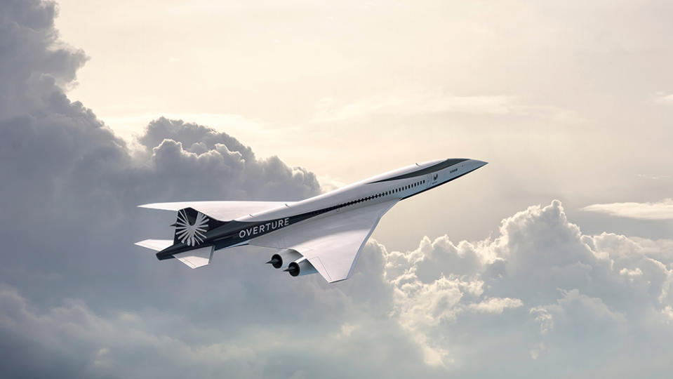 Boom's Overture supersonic jet in the clouds