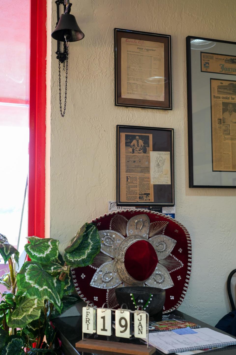 Cronk's Café memorabilia near the front counter.