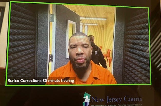 Quamel Benton appears at a virtual hearing before Superior Court Judge Wendel E. Daniels for a detention hearing in Ocean County Superior Court on April 10, 2024