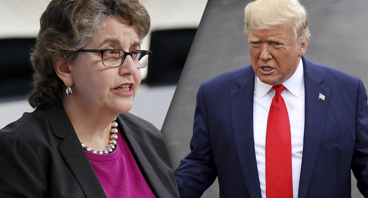 Ellen L. Weintraub, Chair, U.S. Federal Election Commission and President Donald Trump. (Photos:  Paul Morigi/Getty Images, Win McNamee/Getty Images)