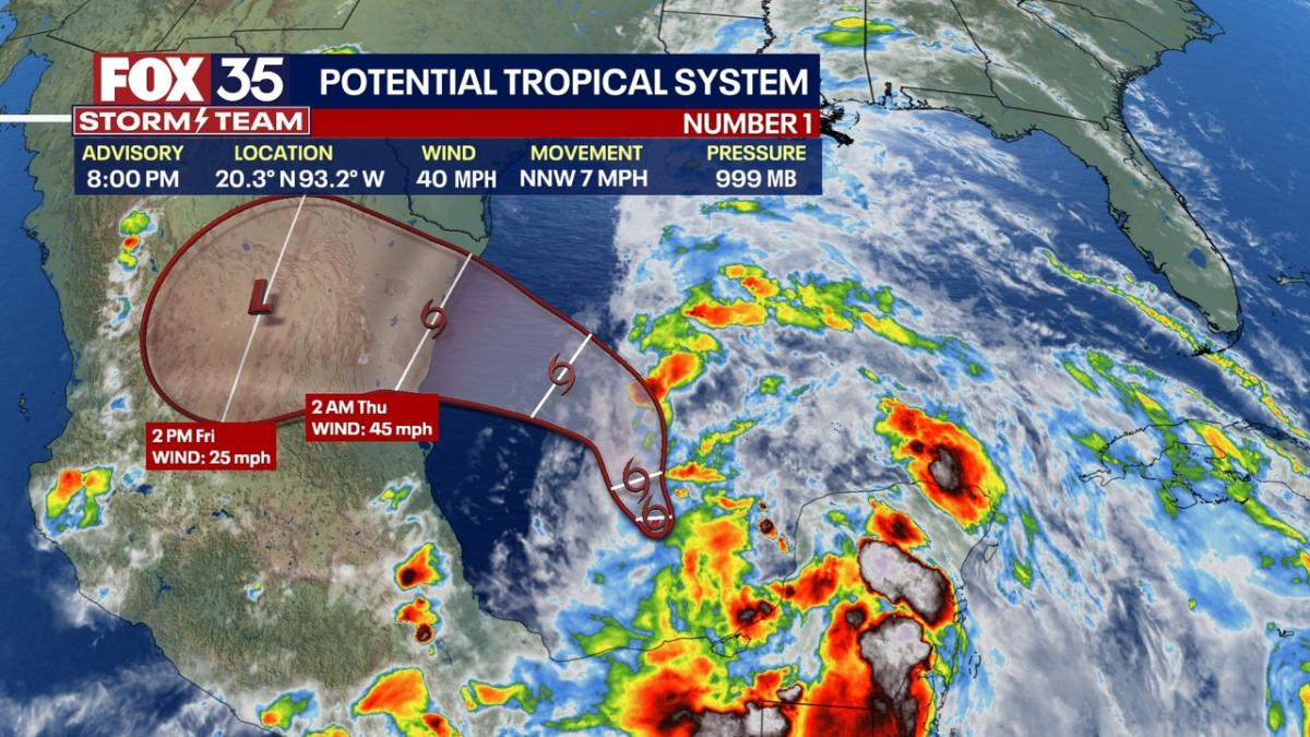 Potential Tropical Cyclone One Gulf of Mexico disturbance expected to